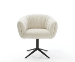 DrehstuhlJada-Flex Teddystoff Beige Fußkreuz Schwarz 360° drehbar Wippfunktion Taschenfederkern Sofort versandfertig