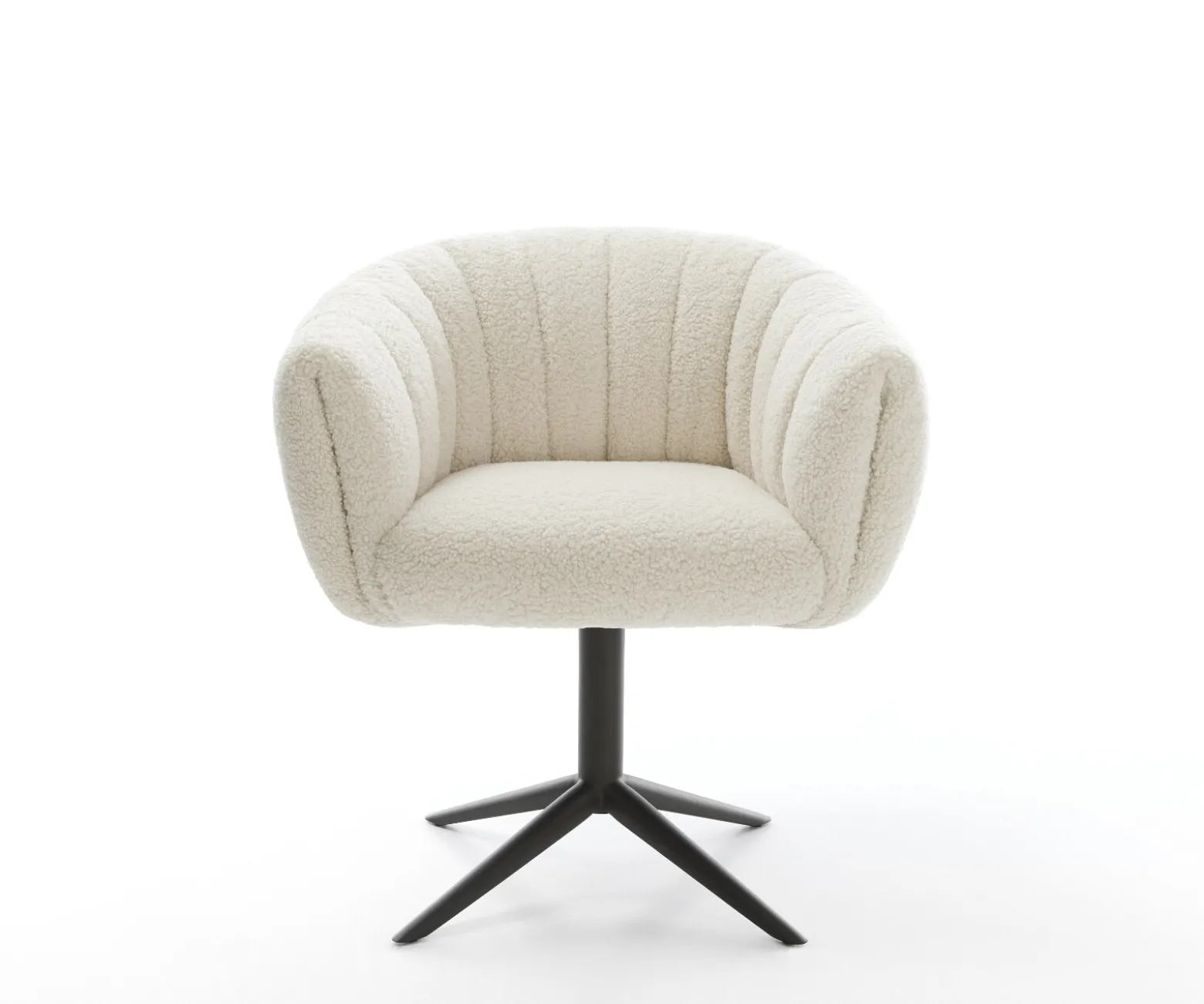 DrehstuhlJada-Flex Teddystoff Beige Fußkreuz Schwarz 360° drehbar Wippfunktion Taschenfederkern Sofort versandfertig