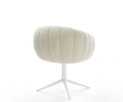 DrehstuhlJada-Flex Teddystoff Beige Fußkreuz Weiß 360° drehbar Wippfunktion Taschenfederkern Sofort versandfertig