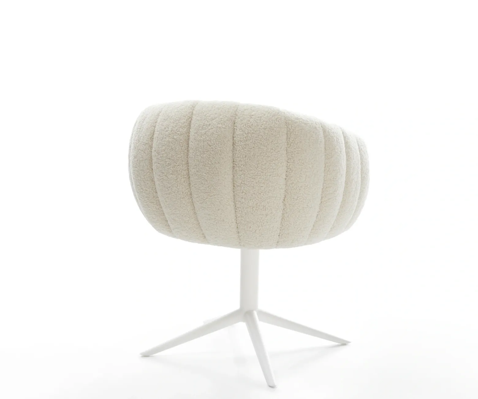 DrehstuhlJada-Flex Teddystoff Beige Fußkreuz Weiß 360° drehbar Wippfunktion Taschenfederkern Sofort versandfertig