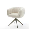 DrehstuhlJada-Flex Teddystoff Beige Kreuzgestell breit Effektfinish Titan 360° drehbar Wippfunktion Taschenfederkern Sofort versandfertig
