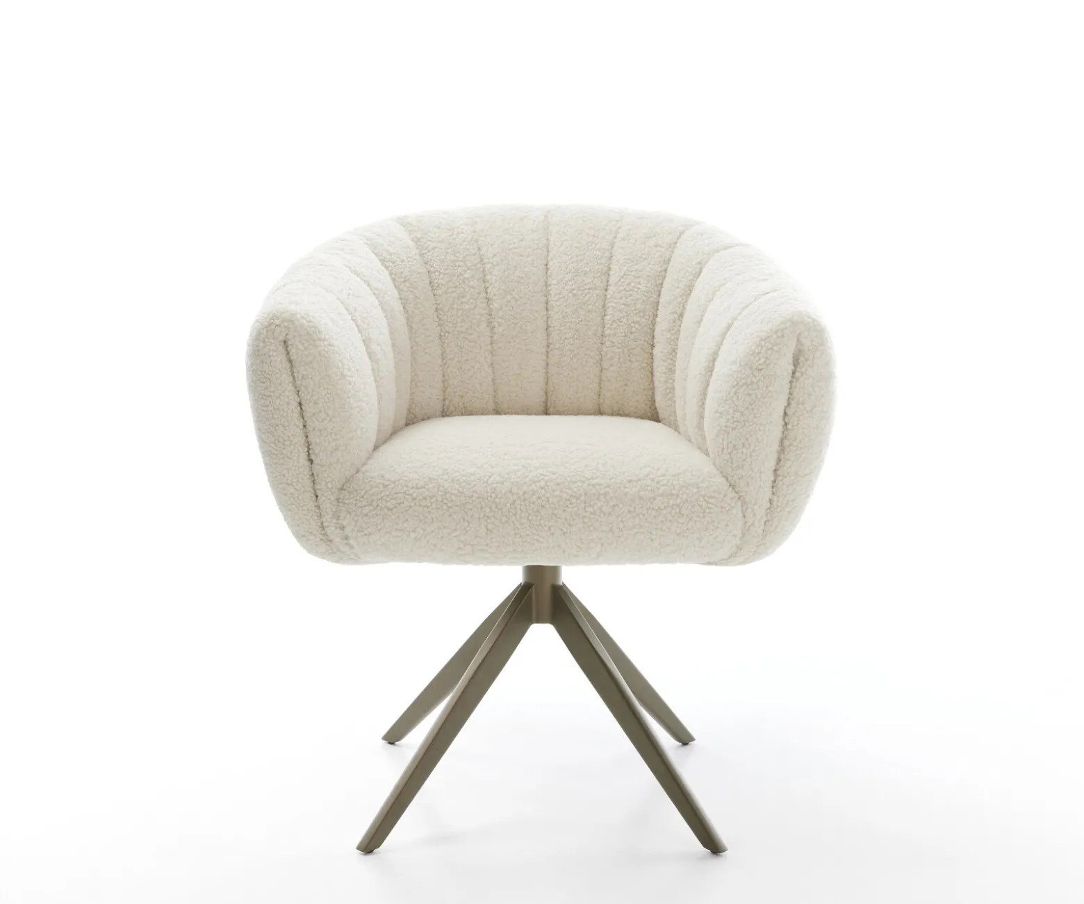 DrehstuhlJada-Flex Teddystoff Beige Kreuzgestell breit Effektfinish Titan 360° drehbar Wippfunktion Taschenfederkern Sofort versandfertig