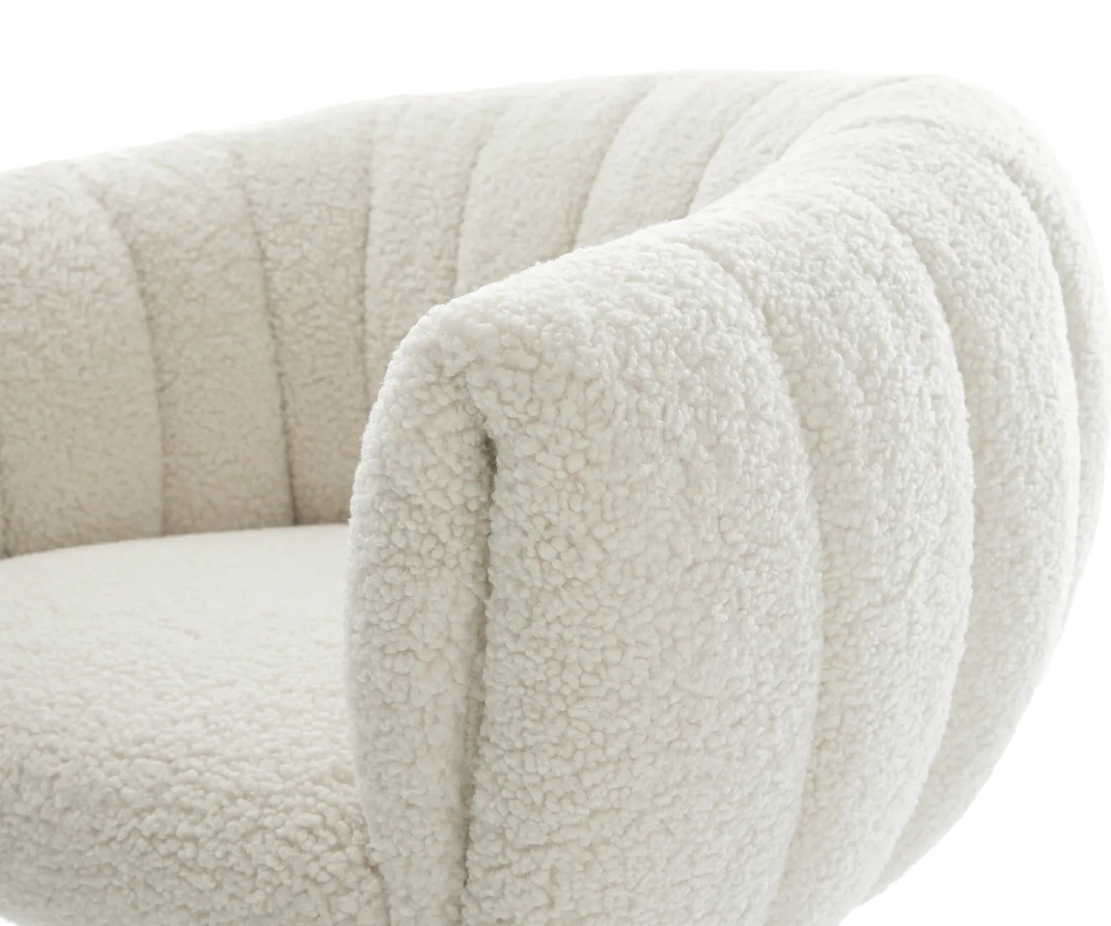 DrehstuhlJada-Flex Teddystoff Beige Kreuzgestell breit Edelstahl 360° drehbar Wippfunktion Taschenfederkern Sofort versandfertig
