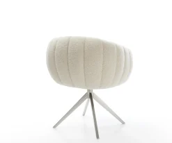 DrehstuhlJada-Flex Teddystoff Beige Kreuzgestell breit Edelstahl 360° drehbar Wippfunktion Taschenfederkern Sofort versandfertig