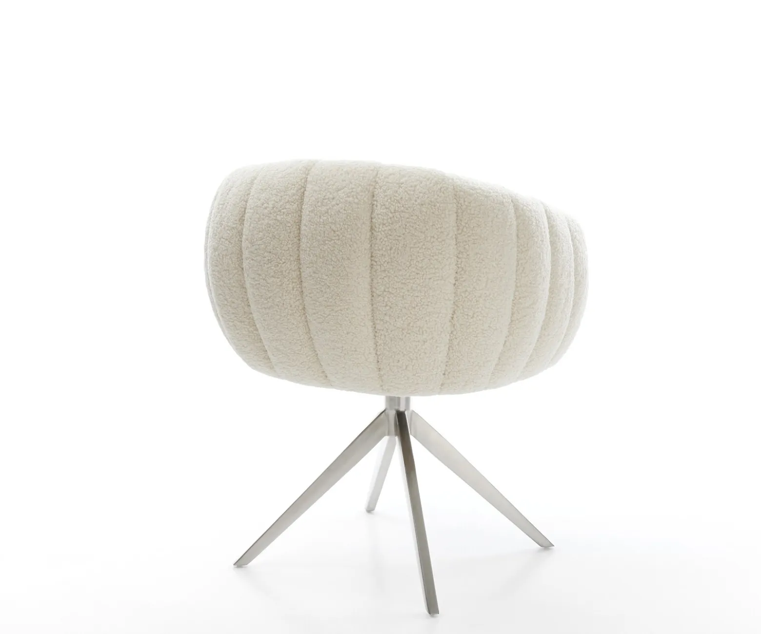 DrehstuhlJada-Flex Teddystoff Beige Kreuzgestell breit Edelstahl 360° drehbar Wippfunktion Taschenfederkern Sofort versandfertig