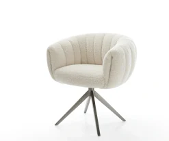 DrehstuhlJada-Flex Teddystoff Beige Kreuzgestell breit Graphit 360° drehbar Wippfunktion Taschenfederkern Sofort versandfertig