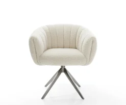 DrehstuhlJada-Flex Teddystoff Beige Kreuzgestell breit Graphit 360° drehbar Wippfunktion Taschenfederkern Sofort versandfertig