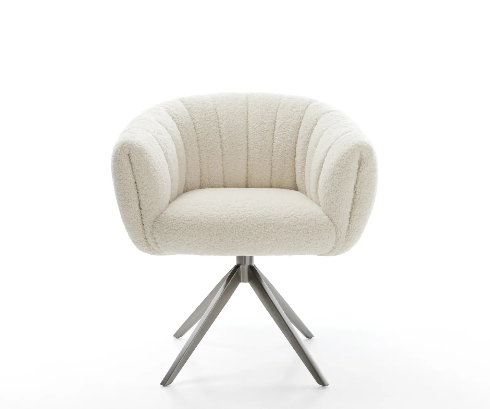 DrehstuhlJada-Flex Teddystoff Beige Kreuzgestell breit Graphit 360° drehbar Wippfunktion Taschenfederkern Sofort versandfertig