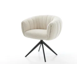 DrehstuhlJada-Flex Teddystoff Beige Kreuzgestell breit Schwarz 360° drehbar Wippfunktion Taschenfederkern Sofort versandfertig