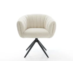 DrehstuhlJada-Flex Teddystoff Beige Kreuzgestell breit Schwarz 360° drehbar Wippfunktion Taschenfederkern Sofort versandfertig