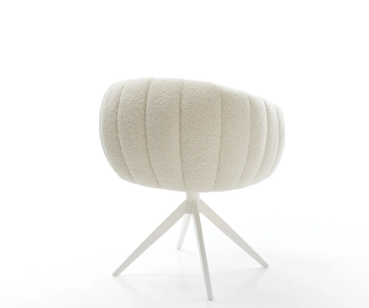 DrehstuhlJada-Flex Teddystoff Beige Kreuzgestell breit Weiß 360° drehbar Wippfunktion Taschenfederkern Sofort versandfertig