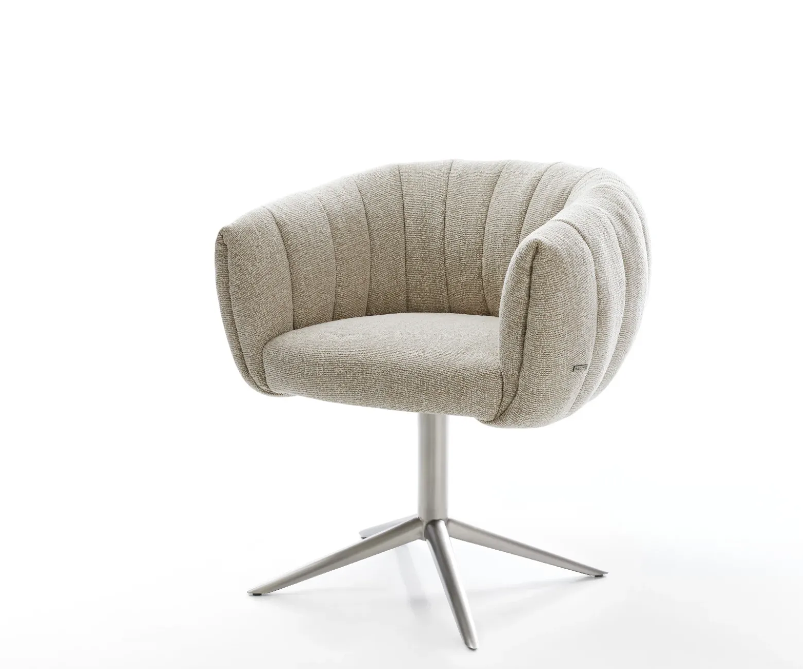 DrehstuhlJada-Flex Webstoff Soft Beige Fußkreuz Edelstahl 360° drehbar Wippfunktion Taschenfederkern Sofort versandfertig