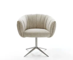 DrehstuhlJada-Flex Webstoff Soft Beige Fußkreuz Edelstahl 360° drehbar Wippfunktion Taschenfederkern Sofort versandfertig