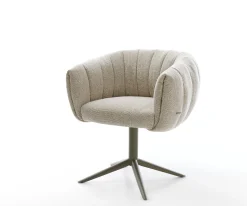 DrehstuhlJada-Flex Webstoff Soft Beige Fußkreuz Effektfinish Titan 360° drehbar Wippfunktion Taschenfederkern Sofort versandfertig