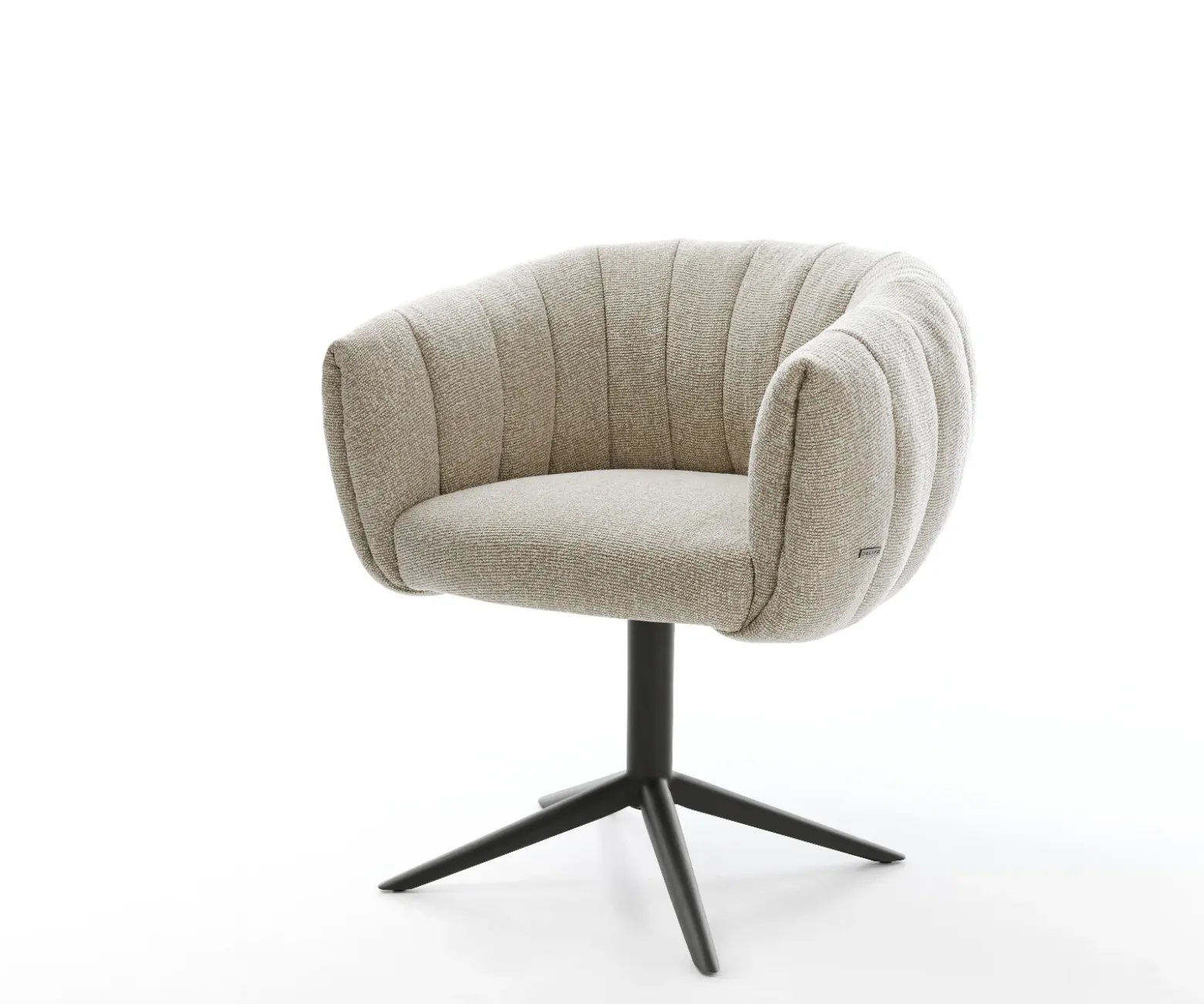 DrehstuhlJada-Flex Webstoff Soft Beige Fußkreuz Schwarz 360° drehbar Wippfunktion Taschenfederkern Sofort versandfertig