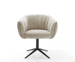 DrehstuhlJada-Flex Webstoff Soft Beige Fußkreuz Schwarz 360° drehbar Wippfunktion Taschenfederkern Sofort versandfertig