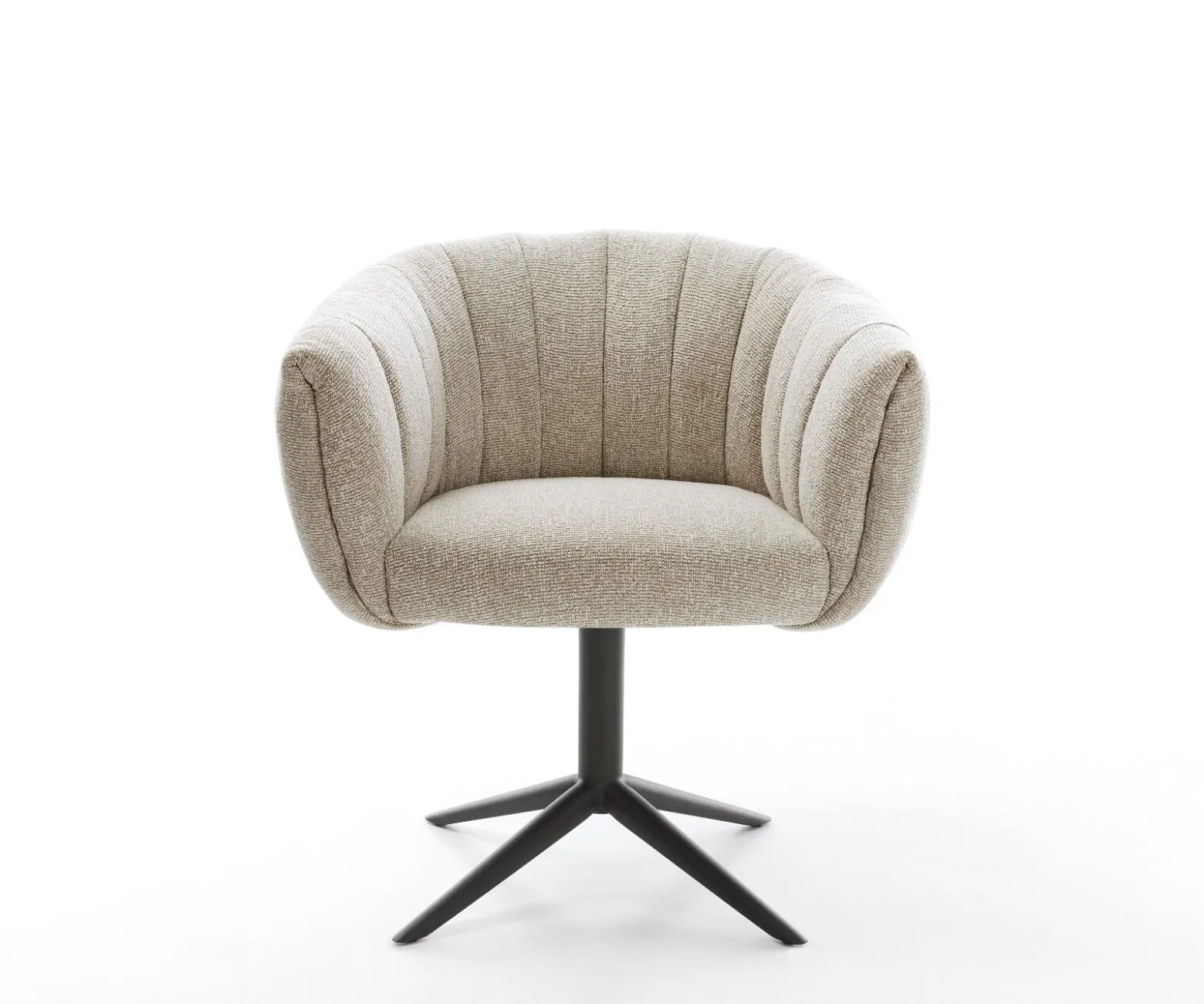 DrehstuhlJada-Flex Webstoff Soft Beige Fußkreuz Schwarz 360° drehbar Wippfunktion Taschenfederkern Sofort versandfertig