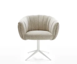 DrehstuhlJada-Flex Webstoff Soft Beige Fußkreuz Weiß 360° drehbar Wippfunktion Taschenfederkern Sofort versandfertig