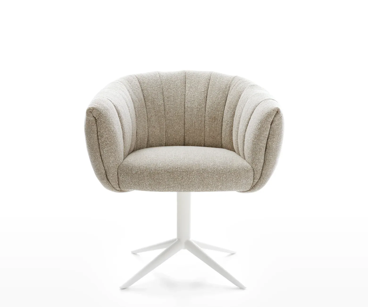 DrehstuhlJada-Flex Webstoff Soft Beige Fußkreuz Weiß 360° drehbar Wippfunktion Taschenfederkern Sofort versandfertig