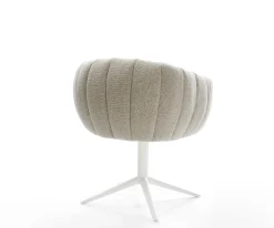 DrehstuhlJada-Flex Webstoff Soft Beige Fußkreuz Weiß 360° drehbar Wippfunktion Taschenfederkern Sofort versandfertig