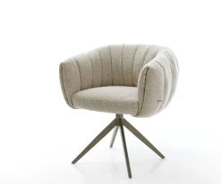 DrehstuhlJada-Flex Webstoff Soft Beige Kreuzgestell breit Effektfinish Titan 360° drehbar Wippfunktion Taschenfederkern Sofort versandfertig