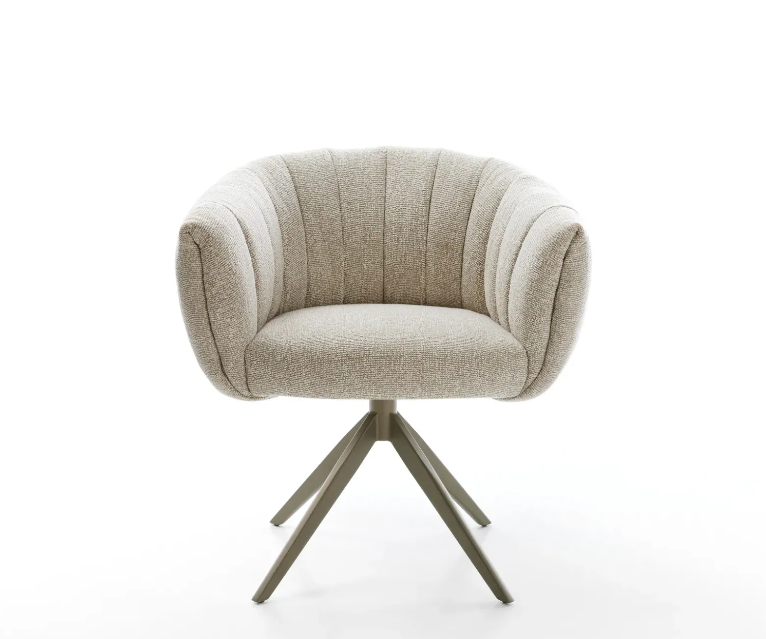 DrehstuhlJada-Flex Webstoff Soft Beige Kreuzgestell breit Effektfinish Titan 360° drehbar Wippfunktion Taschenfederkern Sofort versandfertig