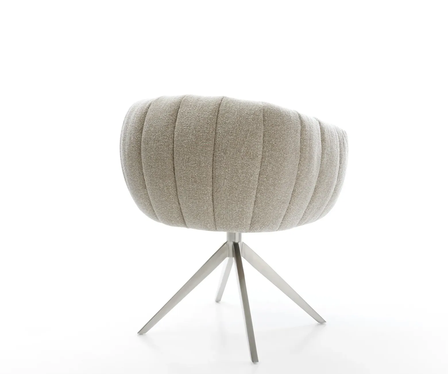 DrehstuhlJada-Flex Webstoff Soft Beige Kreuzgestell breit Edelstahl 360° drehbar Wippfunktion Taschenfederkern Sofort versandfertig