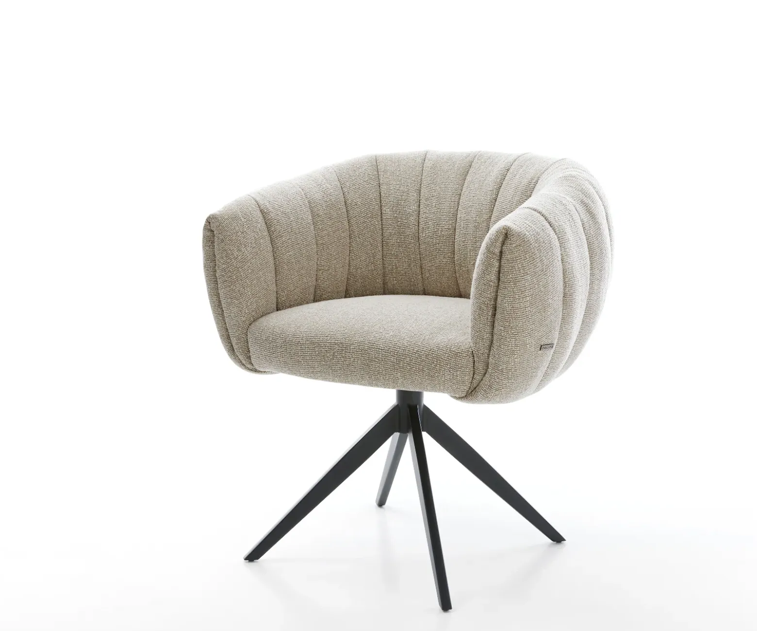 DrehstuhlJada-Flex Webstoff Soft Beige Kreuzgestell breit Schwarz 360° drehbar Wippfunktion Taschenfederkern Sofort versandfertig