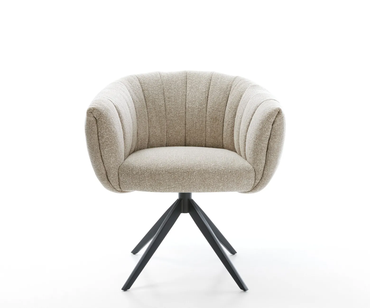 DrehstuhlJada-Flex Webstoff Soft Beige Kreuzgestell breit Schwarz 360° drehbar Wippfunktion Taschenfederkern Sofort versandfertig