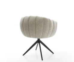 DrehstuhlJada-Flex Webstoff Soft Beige Kreuzgestell breit Schwarz 360° drehbar Wippfunktion Taschenfederkern Sofort versandfertig