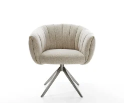 DrehstuhlJada-Flex Webstoff Soft Beige Kreuzgestell breit Graphit 360° drehbar Wippfunktion Taschenfederkern Sofort versandfertig