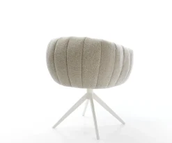 DrehstuhlJada-Flex Webstoff Soft Beige Kreuzgestell breit Weiß 360° drehbar Wippfunktion Taschenfederkern Sofort versandfertig