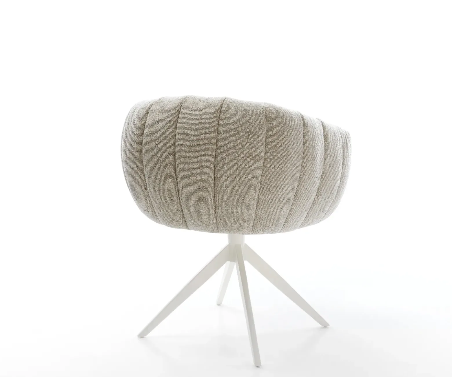 DrehstuhlJada-Flex Webstoff Soft Beige Kreuzgestell breit Weiß 360° drehbar Wippfunktion Taschenfederkern Sofort versandfertig