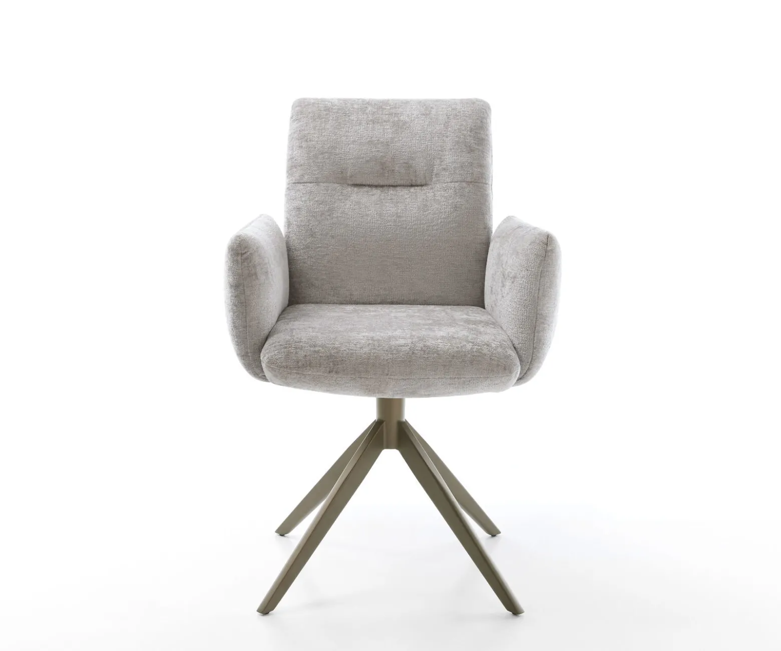 DrehstuhlJova-Flex mit Armlehnen Chenille Silbergrau Kreuzgestell breit Effektfinish Titan 360° drehbar Taschenfederkern Sofort versandfertig