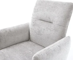 DrehstuhlJova-Flex mit Armlehnen Chenille Silbergrau Kreuzgestell breit Effektfinish Titan 360° drehbar Taschenfederkern Sofort versandfertig