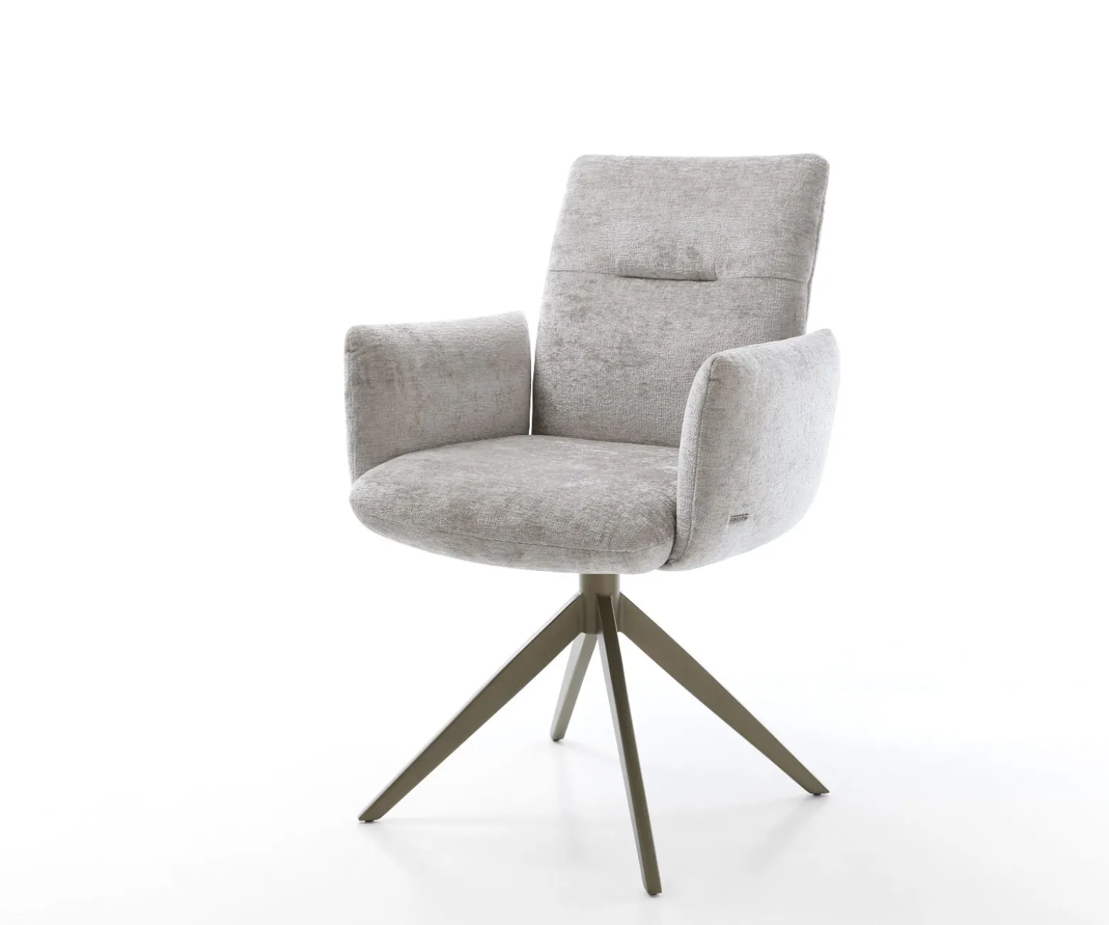 DrehstuhlJova-Flex mit Armlehnen Chenille Silbergrau Kreuzgestell breit Effektfinish Titan 360° drehbar Wippfunktion Taschenfederkern Sofort versandfertig