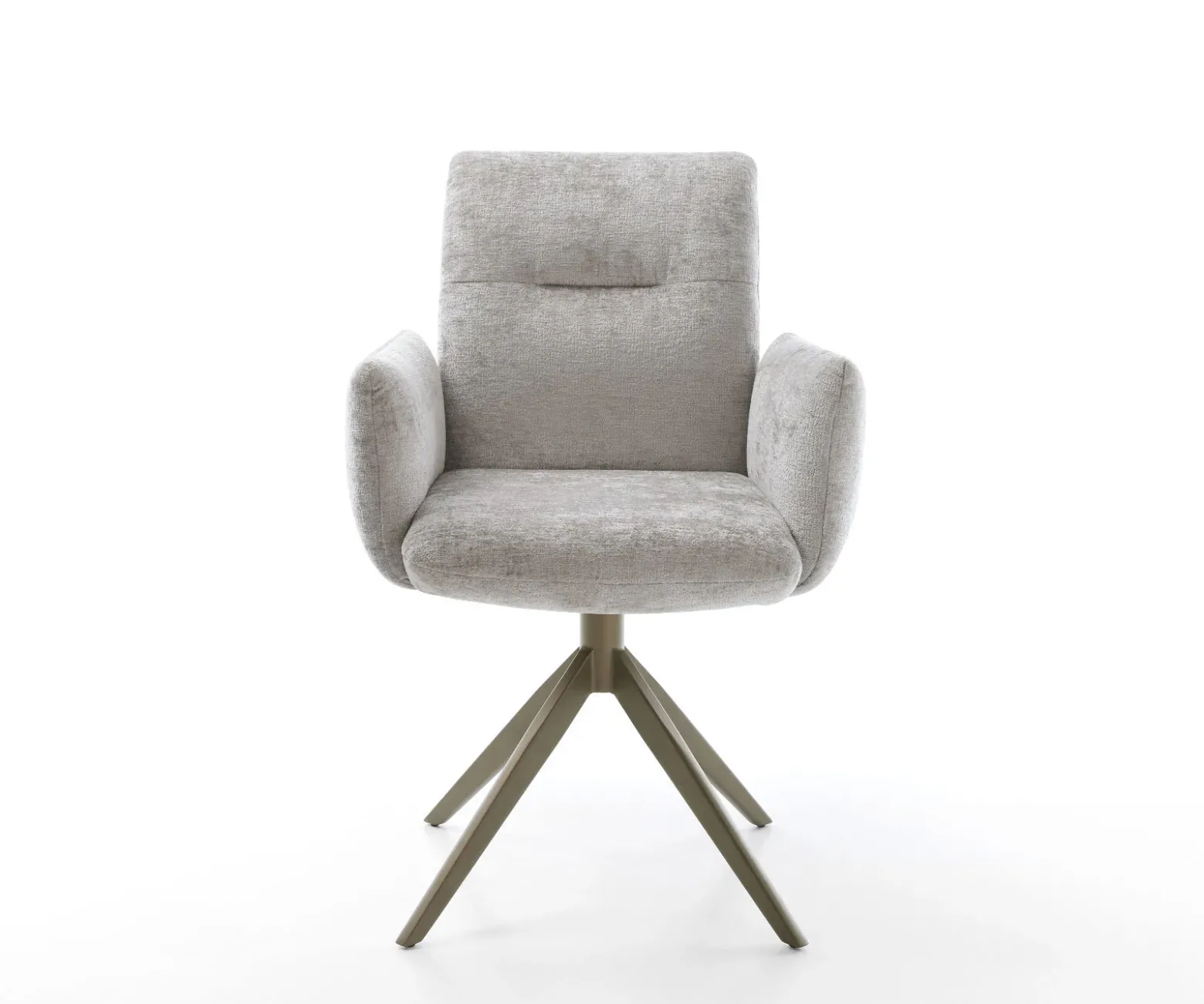 DrehstuhlJova-Flex mit Armlehnen Chenille Silbergrau Kreuzgestell breit Effektfinish Titan 360° drehbar Wippfunktion Taschenfederkern Sofort versandfertig