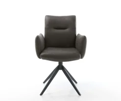DrehstuhlJova-Flex mit Armlehnen Mikrofaser Anthrazit Vintage Kreuzgestell breit Schwarz 360° drehbar Wippfunktion Taschenfederkern Sofort versandfertig