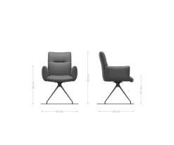DrehstuhlJova-Flex mit Armlehnen Mikrofaser Anthrazit Vintage Kreuzgestell konisch Edelstahl 180° drehbar Taschenfederkern Sofort versandfertig