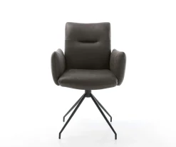 DrehstuhlJova-Flex mit Armlehnen Mikrofaser Anthrazit Vintage Kreuzgestell konisch Schwarz 180° drehbar Taschenfederkern Sofort versandfertig