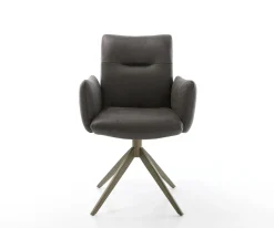 DrehstuhlJova-Flex mit Armlehnen Mikrofaser Anthrazit Vintage Kreuzgestell breit Effektfinish Titan 360° drehbar Taschenfederkern Sofort versandfertig