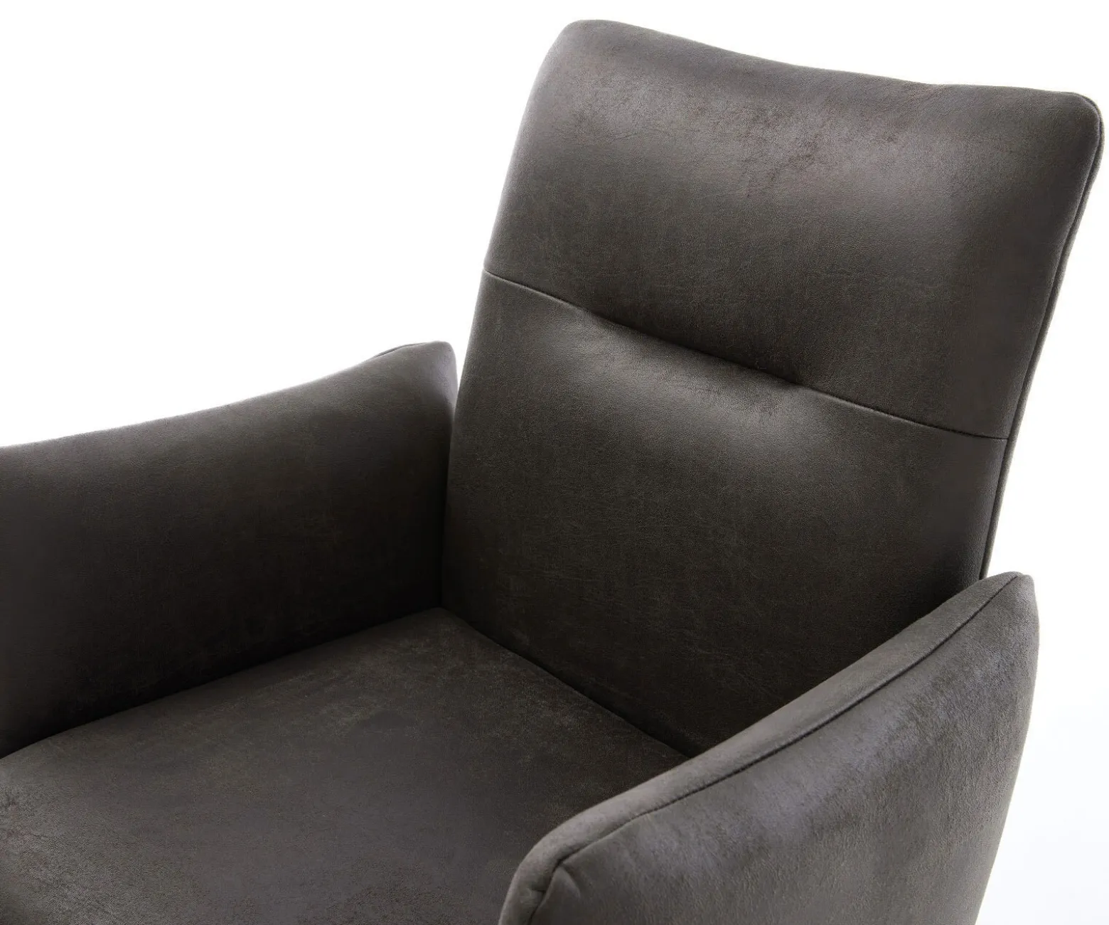 DrehstuhlJova-Flex mit Armlehnen Mikrofaser Anthrazit Vintage Kreuzgestell breit Effektfinish Titan 360° drehbar Taschenfederkern Sofort versandfertig