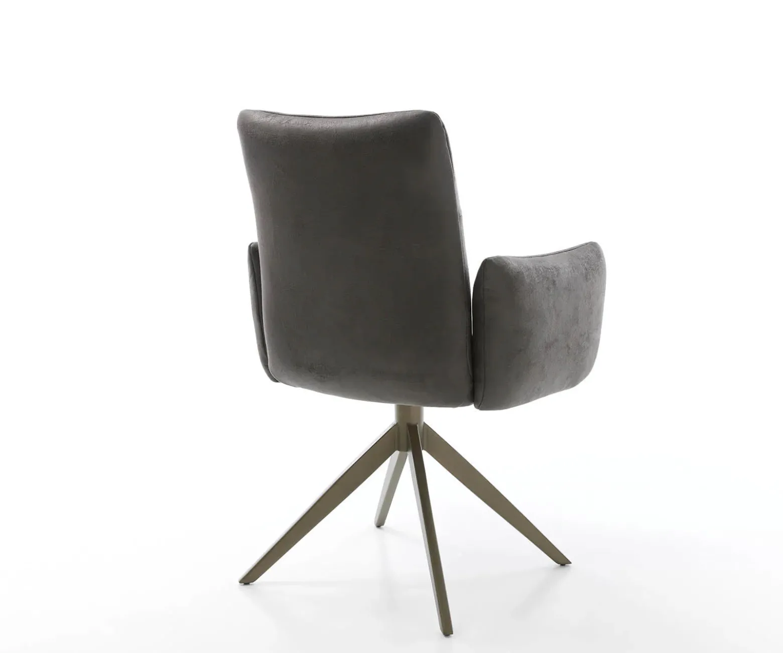 DrehstuhlJova-Flex mit Armlehnen Mikrofaser Anthrazit Vintage Kreuzgestell breit Effektfinish Titan 360° drehbar Taschenfederkern Sofort versandfertig