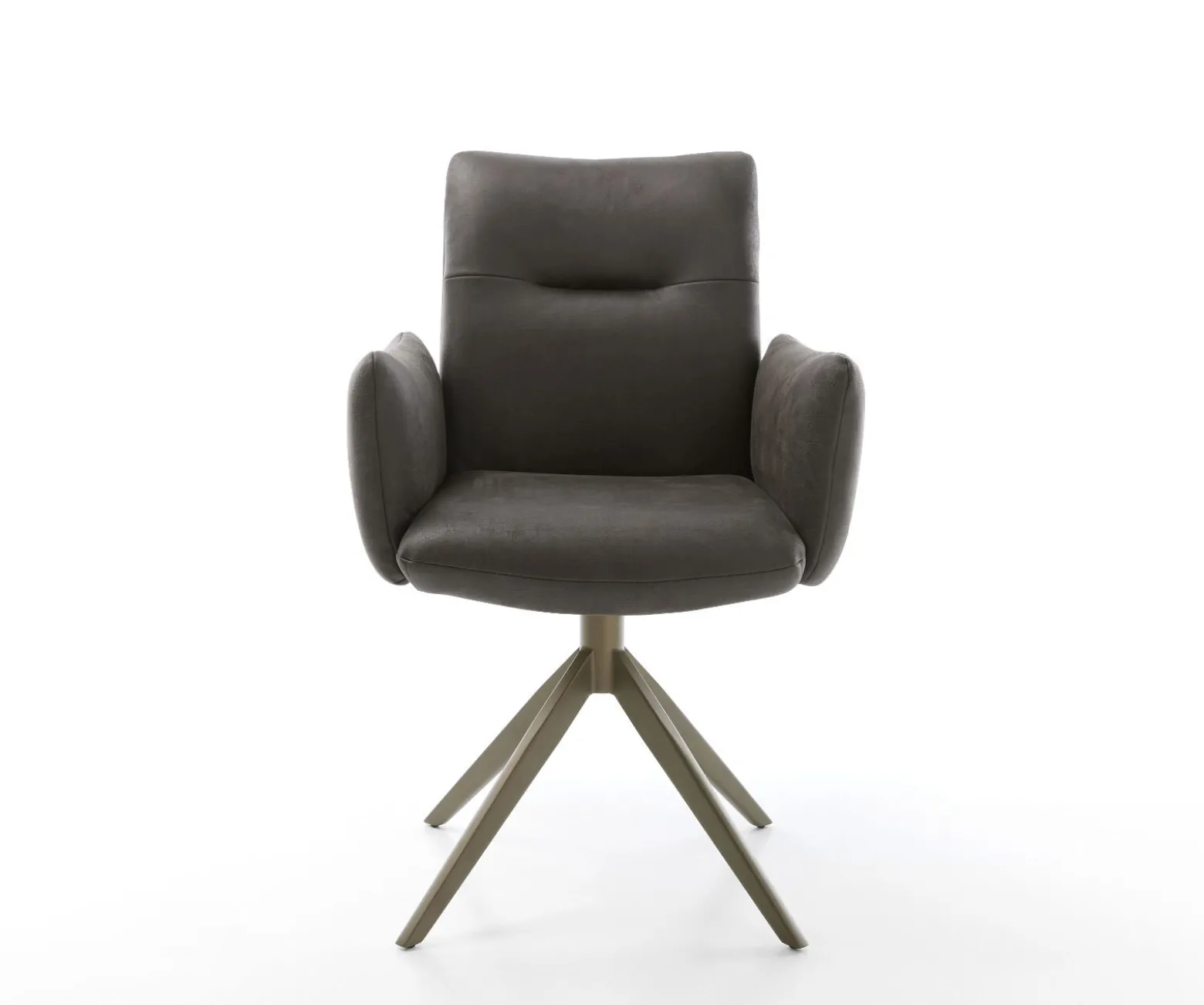 DrehstuhlJova-Flex mit Armlehnen Mikrofaser Anthrazit Vintage Kreuzgestell breit Effektfinish Titan 360° drehbar Wippfunktion Taschenfederkern Sofort versandfertig