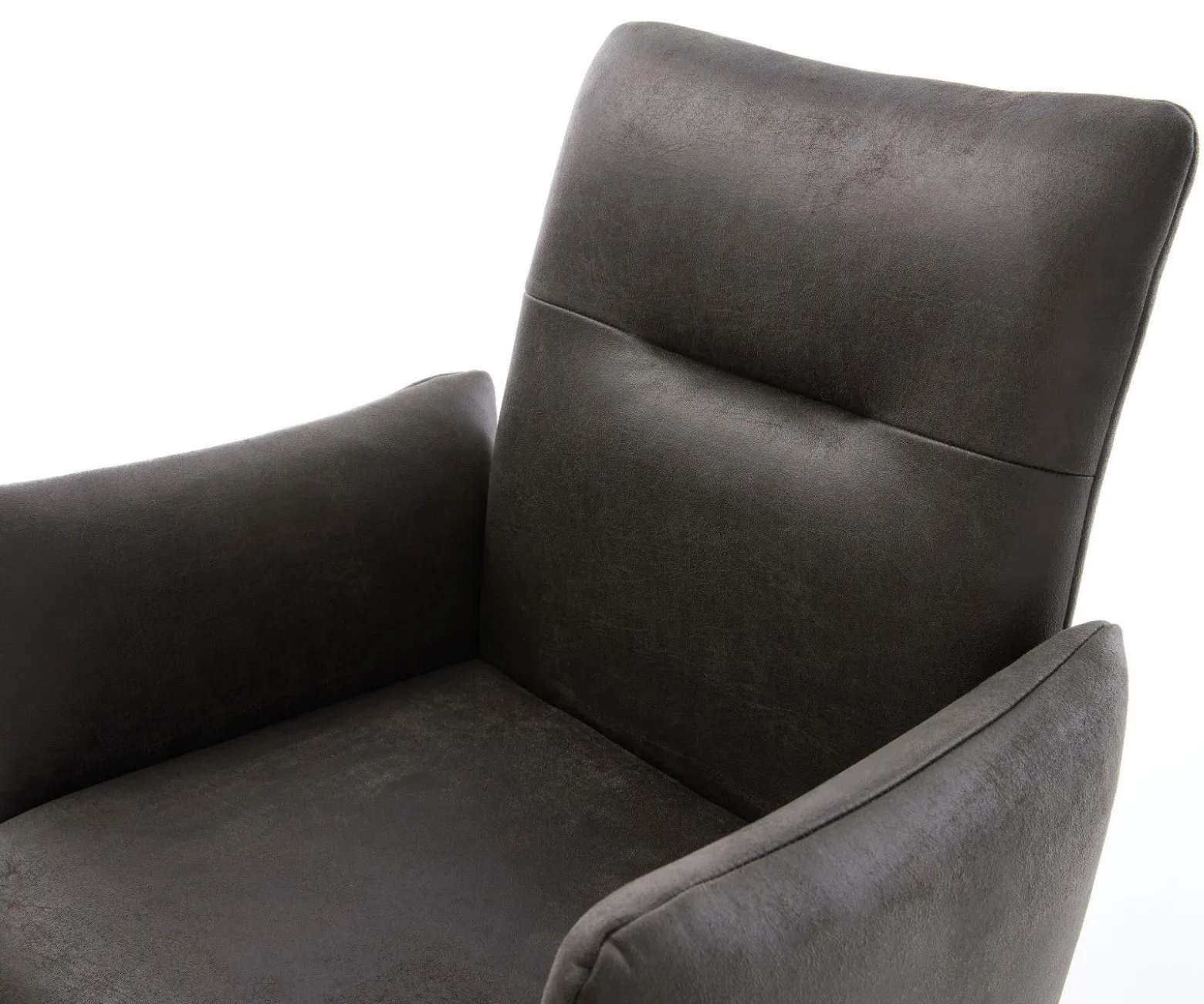 DrehstuhlJova-Flex mit Armlehnen Mikrofaser Anthrazit Vintage Kreuzgestell breit Effektfinish Titan 360° drehbar Wippfunktion Taschenfederkern Sofort versandfertig