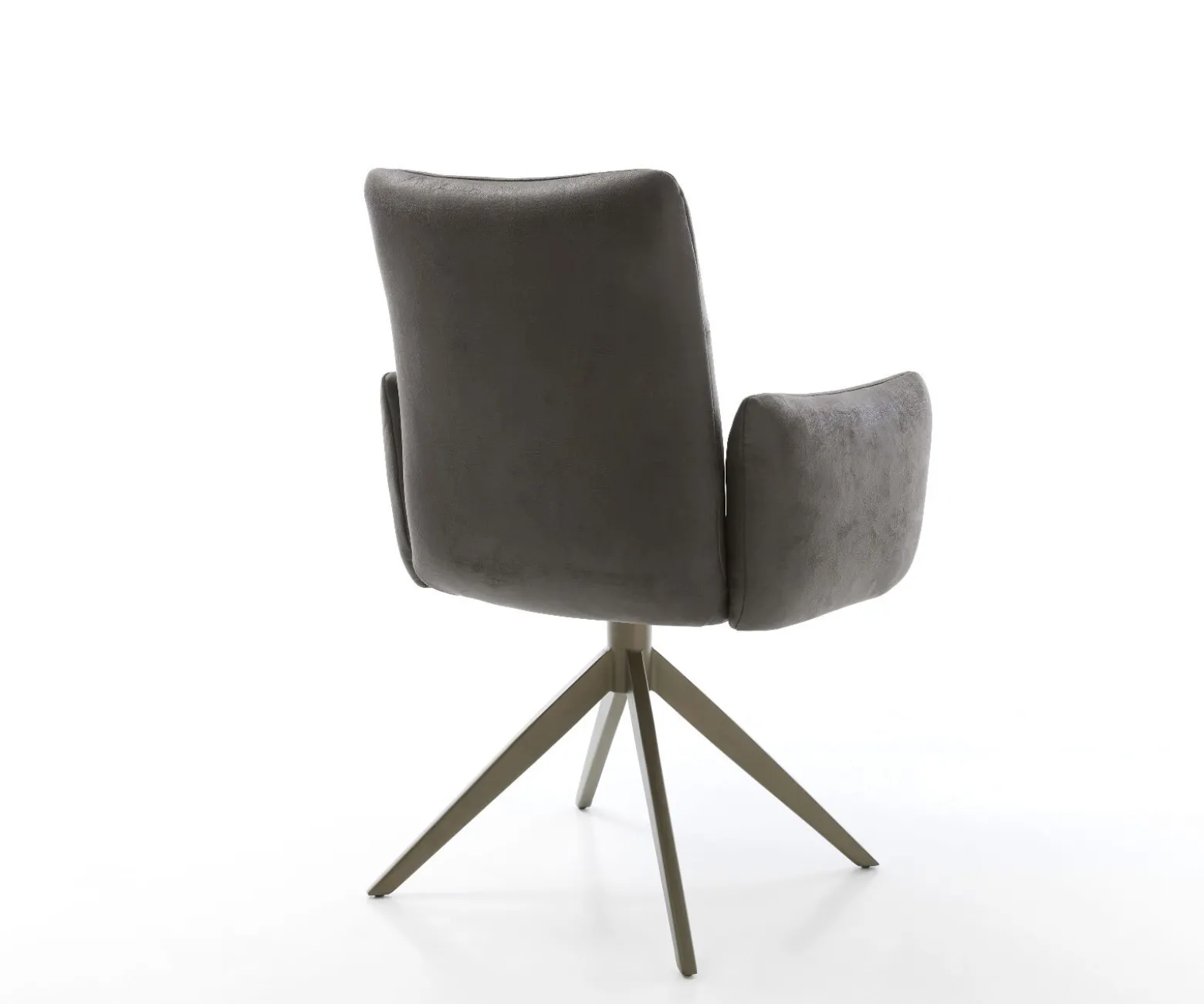 DrehstuhlJova-Flex mit Armlehnen Mikrofaser Anthrazit Vintage Kreuzgestell breit Effektfinish Titan 360° drehbar Wippfunktion Taschenfederkern Sofort versandfertig