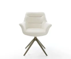 DrehstuhlKaira-Flex Bouclé Soft Beige Kreuzgestell breit Effektfinish Titan 360° drehbar Wippfunktion Sofort versandfertig