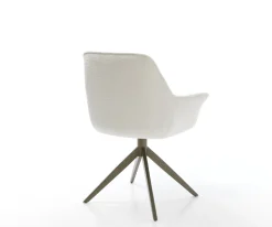 DrehstuhlKaira-Flex Bouclé Soft Beige Kreuzgestell breit Effektfinish Titan 360° drehbar Wippfunktion Sofort versandfertig