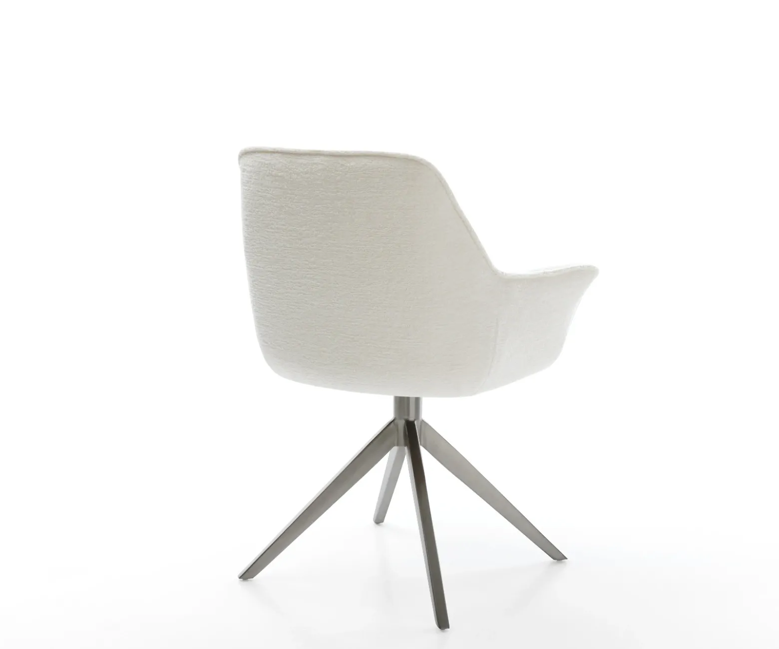 DrehstuhlKaira-Flex Bouclé Soft Beige Kreuzgestell breit Graphit 360° drehbar Wippfunktion Sofort versandfertig