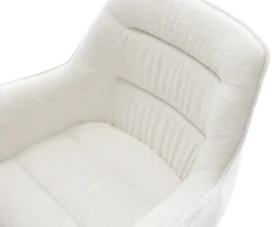 DrehstuhlKaira-Flex Bouclé Soft Beige Kreuzgestell breit Weiß 360° drehbar Wippfunktion Sofort versandfertig